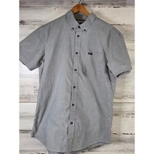 Rvca Men's Short Sleeve Slim Fit Button Down Shirt Gray Sz M